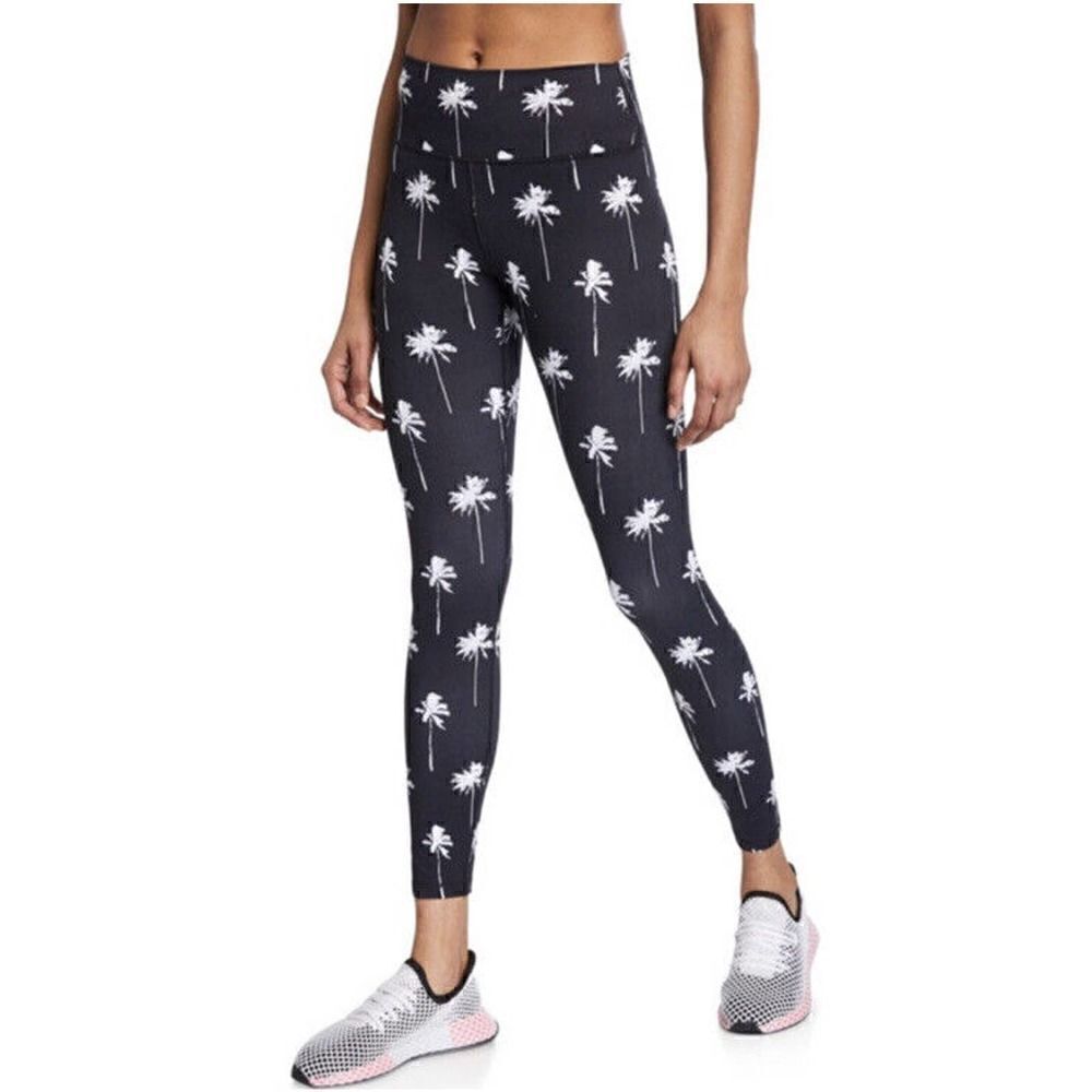 Spiritual Gangster Palm Tree Leggings Women's Size Small Black White High Rise S